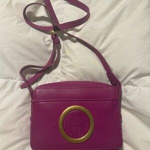 Vince Camuto Magenta Crossbody with Gold Emblem